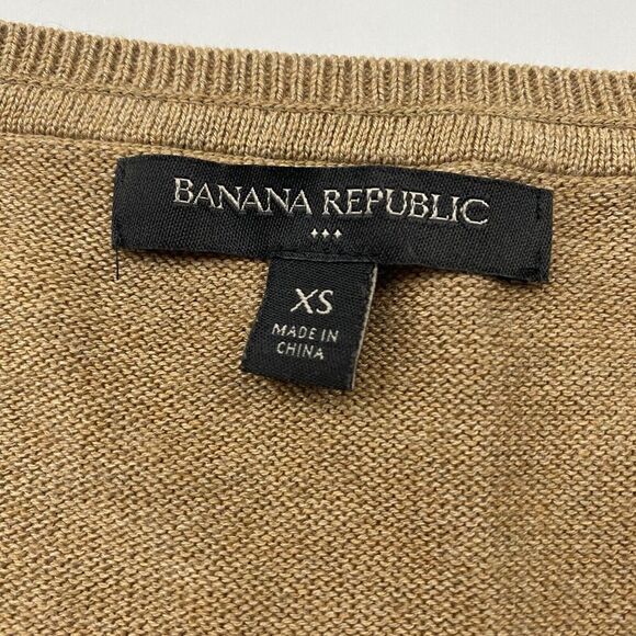 Banana Republic Factory Brown White Polka Dot Crew Neck Sweater Cotton Rayon XS - Picture 6 of 9